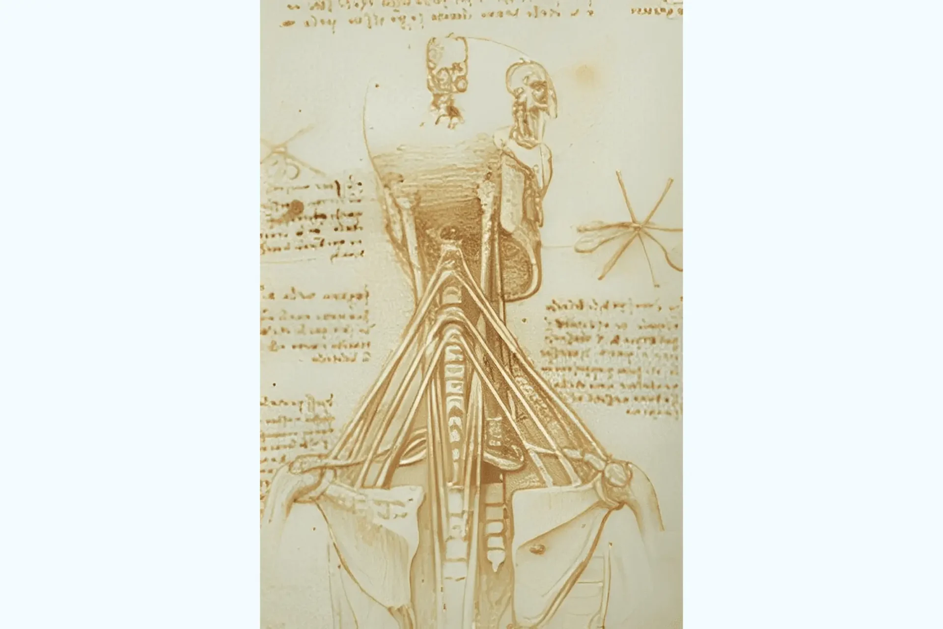 Human anatomy sketch with handwritten notes.